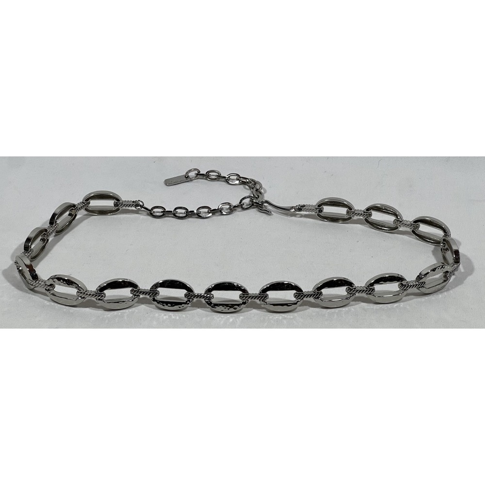 Womens Silver Metal Belt Adjustable Up To 38 Minimalist Y2K Statement Waist